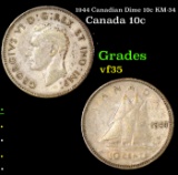 1944 Canadian Dime 10c KM-34 Grades vf++