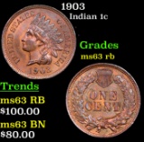 1903 Indian Cent 1c Grades Select Unc RB