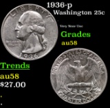 1936-p Washington Quarter 25c Grades Choice AU/BU Slider