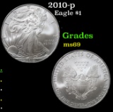 2010-p Silver Eagle Dollar $1 Grades ms69