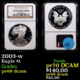 Proof NGC 2003-w Silver Eagle Dollar $1 Graded pr69 dcam By NGC