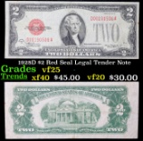 1928D $2 Red Seal Legal Tender Note Grades vf+