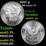 1897-p Morgan Dollar $1 Grades Choice Unc+ PL