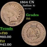 1864 CN Indian Cent 1c Grades f+