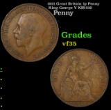 1921 Great Britain 1p Penny King George V KM-810 Grades vf++