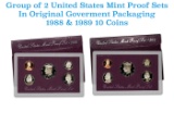 Group of 2 United States Mint Proof Sets 1988-1989 10 coins