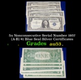 5x Nonconsecutive Serial Number 1957(A-B) $1 Blue Seal Silver Certificates Grades Select AU