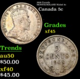 1908 Canada NEWFOUNDLAND Nickel 5c Grades xf+