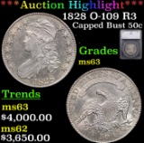 ***Auction Highlight*** 1828 Capped Bust Half Dollar O-109 R3 50c Graded ms63 By SEGS (fc)