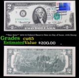 **Star Note** 1976 $2 Federal Reserve Note 1st Day of Issue, with Stamp Grades Gem CU