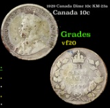 1929 Canada Dime 10c KM-23a Grades vf, very fine