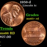 1959-d Lincoln Cent 1c Grades Gem+ Unc RD