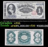 1891 Large Size $1 Silver Certificate Signatures of Rosecrans & Nebeker Fr-222 Grades vf++