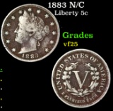 1883 N/C Liberty Nickel 5c Grades vf+