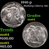 1941-p Walking Liberty Half Dollar 50c Grades Choice Unc