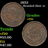 1852 Braided Hair Large Cent 1c Grades vf, very fine