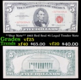 **Star Note** 1963 Red Seal $5 Legal Tender Note Grades vf+