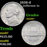 1938-d Jefferson Nickel 5c Grades GEM++ Unc.