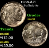 1938-d/d Buffalo Nickel 5c Grades GEM+ Unc