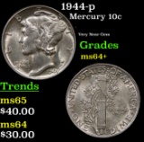 1944-p Mercury Dime 10c Grades Choice+ Unc