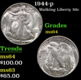 1944-p Walking Liberty Half Dollar 50c Grades Choice Unc