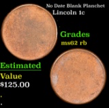 No Date Blank Planchet Lincoln Cent 1c Grades Select Unc RB