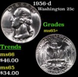 1956-d Washington Quarter 25c Grades GEM+ Unc