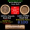 Mixed small cents 1c orig shotgun roll, 1916-s Wheat Cent, 1881 Indian Cent other end, Brinks Wrappe