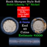 Liberty Nickel Shotgun Roll in Old Bank Style  Wrapper 1901 &p Mint Ends