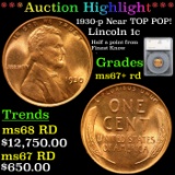 ***Auction Highlight*** 1930-p Lincoln Cent NEar TOP POP! 1c Graded ms67+ rd By SEGS