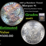 1887-p Morgan Dollar Rainbow Toned $1 Graded ms65 By SEGS