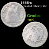 1888-s Seated Liberty Quarter 25c Grades vg+