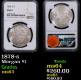 NGC 1878-s Morgan Dollar $1 Graded ms63 By NGC