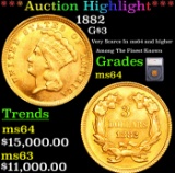 ***Auction Highlight*** 1882 Three Dollar Gold 3 Graded ms64 By SEGS (fc)