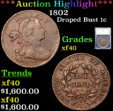 ***Auction Highlight*** 1802 Draped Bust Large Cent 1c Graded xf40 By SEGS (fc)