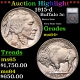 ***Auction Highlight*** 1915-d Buffalo Nickel 5c Graded ms64+ By SEGS (fc)