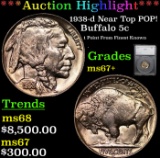 ***Auction Highlight*** 1938-d Buffalo Nickel Near Top POP! 5c Graded ms67+ By SEGS (fc)