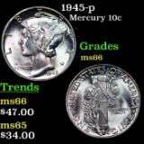 1945-p Mercury Dime 10c Grades GEM+ Unc