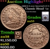 ***Auction Highlight*** 1809/6 Classic Head half cent 9 over Inverted 9 C-5 1/2c Graded au53 By SEGS