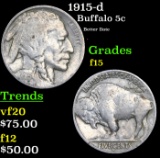 1915-d Buffalo Nickel 5c Grades f+