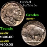 1938-d Buffalo Nickel 5c Grades GEM++ Unc
