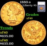 1880-s Gold Liberty Half Eagle $5 Graded xf40 By SEGS