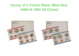 Group of 2 United States Mint Set in Original Government Packaging! From 1980-1981 with 26 Coins Ins