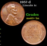 1957-d Lincoln Cent 1c Grades Select+ Unc BN