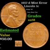 1957-d Lincoln Cent Mint Error 1c Grades Choice AU/BU Slider