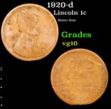 1920-d Lincoln Cent 1c Grades vg+