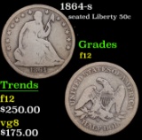 1864-s Seated Half Dollar 50c Grades f, fine