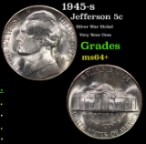1945-s Jefferson Nickel 5c Grades Choice+ Unc