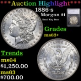 ***Auction Highlight*** 2505 Morgan Dollar 1886-s $1 Graded au55 details By SEGS (fc)