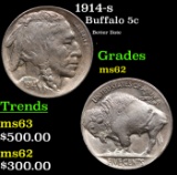 1914-s Buffalo Nickel 5c Grades Select Unc